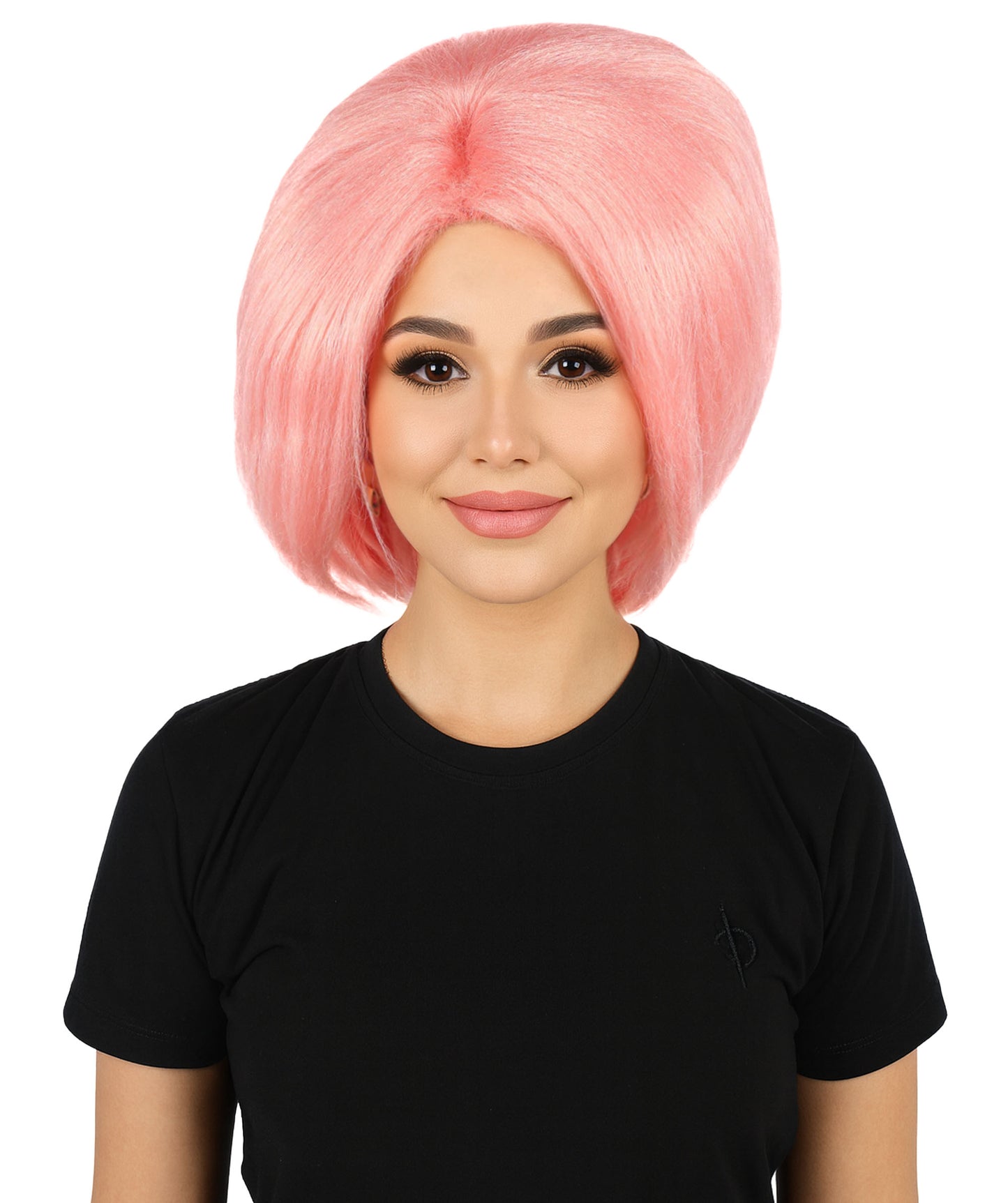 HPO Women's Short Straight Posh Spice Brown Wig | Halloween and Party Wig | Flame-retardant Synthetic Fiber |  Premium Breathable Capless Cap