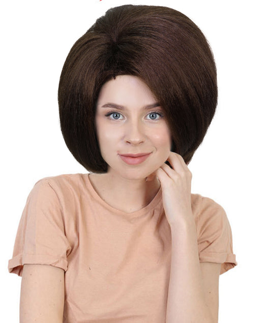HPO Women's Short Straight Posh Spice Brown Wig | Halloween and Party Wig | Flame-retardant Synthetic Fiber |  Premium Breathable Capless Cap