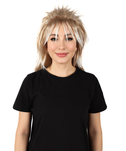 HPO Women's Medium Length 80’s Famous Fancy Sparkle Multiple Wig | Halloween and Party Wig | Flame-retardant Synthetic Fiber, Premium Breathable Capless Cap