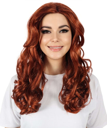 HPO Women's 90s Retro Pop Diva Wig Bold Brown Curls with Glamorous Flair and Chic Volume, Premium Breathable Capless Cap