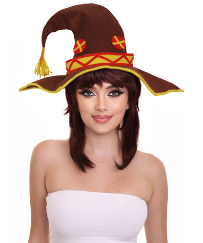 HPO Megumin Wizard Hat from Konosuba Wig | God's Blessing on This Wonderful World | Perfect Accessory for Cosplay and Anime Events | Good-Quality Material, Adjustable Size
