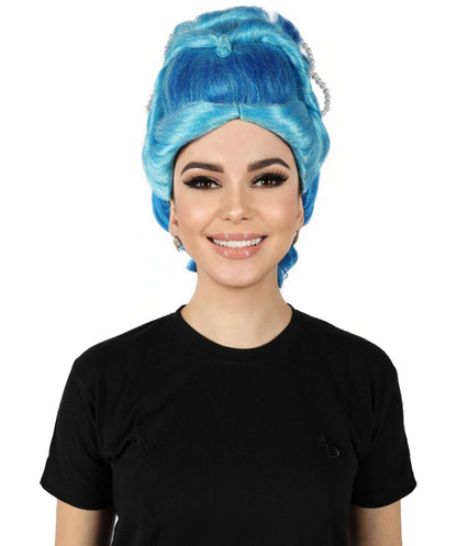 HPO Women Custom Blue Braid Wig, Stylish & Versatile Look, Premium Breathable Capless Cap with Flame Retardant Synthetic Fiber Hair