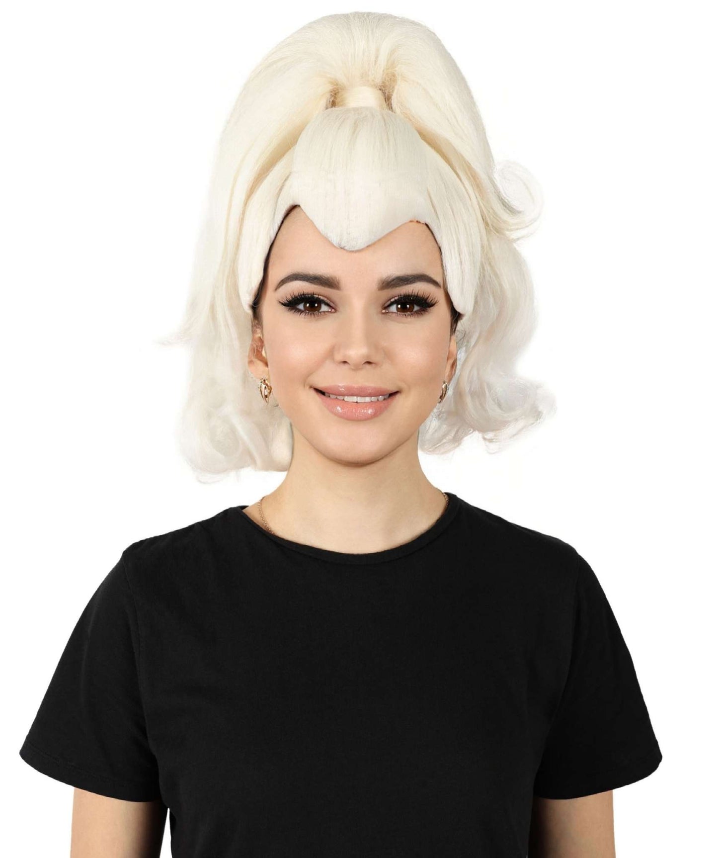 HPO Georgina Custom Wig for Women, White Wavy Elegant Styling, Premium Breathable Capless Cap with Flame Retardant Synthetic Fiber Hair