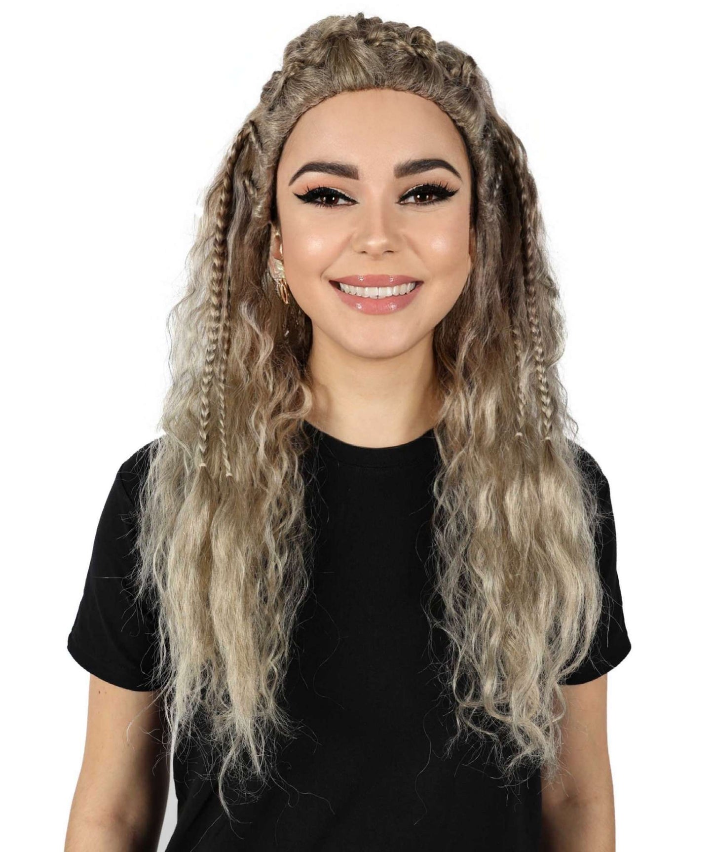 HPO Women Lagertha Wavy Multiple Wig–Inspired by Vikings (2013–2020), Perfect for Halloween and Costume Parties –Realistic Braided Design, Premium Quality, and Comfortable Fit!