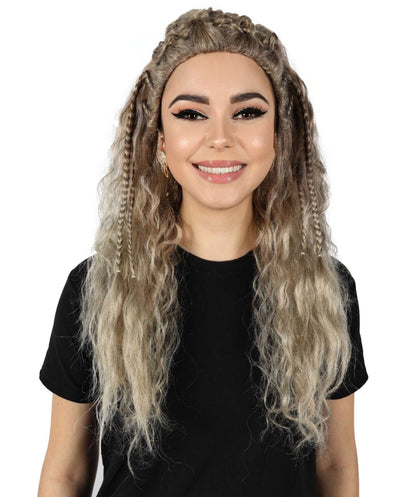 HPO Women Lagertha Wavy Multiple Wig–Inspired by Vikings (2013–2020), Perfect for Halloween and Costume Parties –Realistic Braided Design, Premium Quality, and Comfortable Fit!