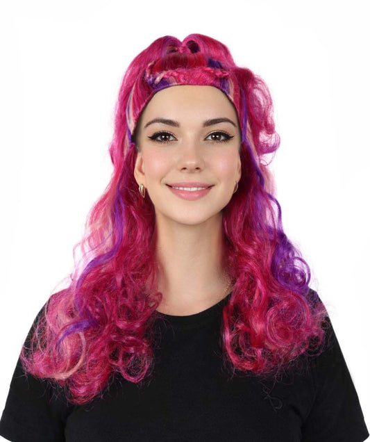HPO Women's Kween Kong Drag Rainbow Wig | Voluminous purple  18-inch Long curly style | Ideal for party, Halloween, cosplay, theater, drag, performance, costume events