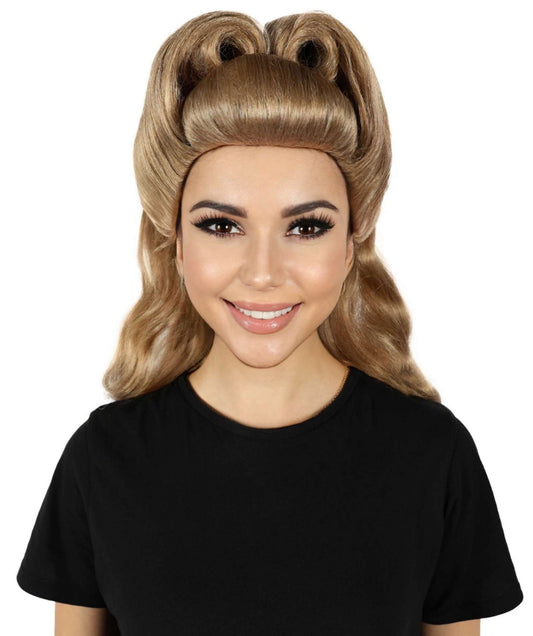 HPO Women Classy 50s History Wavy Brown Wig – Vintage-Inspired Wigs for Retro Looks – Perfect for Costume Parties  and Themed Events – Synthetic Fibers Hair, Comfortable Adjustable Fit