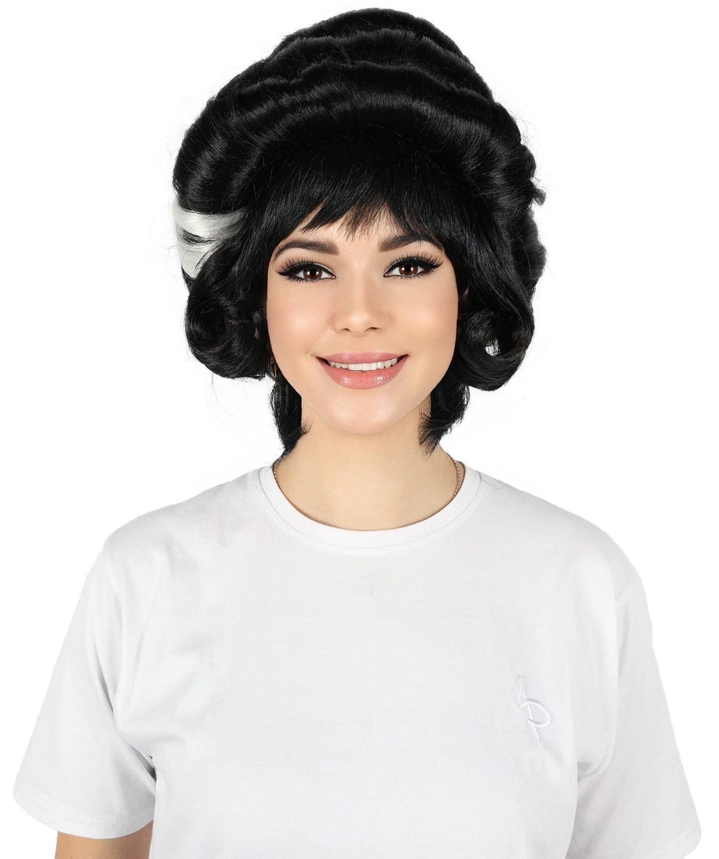 HPO Adult Women Pin Up Frankie Black and White Wig – Retro Rockabilly Chic for Vintage Inspired Looks, Flame-retardant Synthetic Fiber