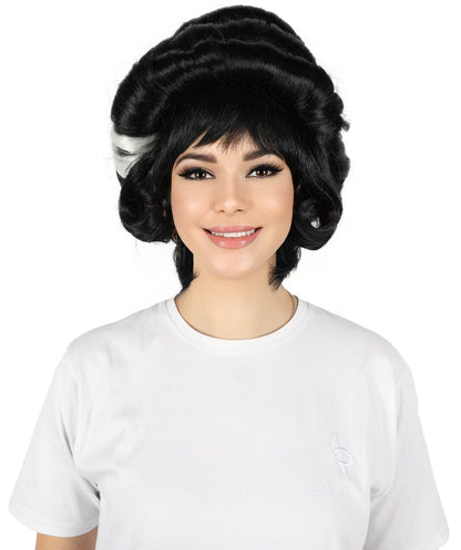 HPO Adult Women Pin Up Frankie Black and White Wig – Retro Rockabilly Chic for Vintage Inspired Looks, Flame-retardant Synthetic Fiber