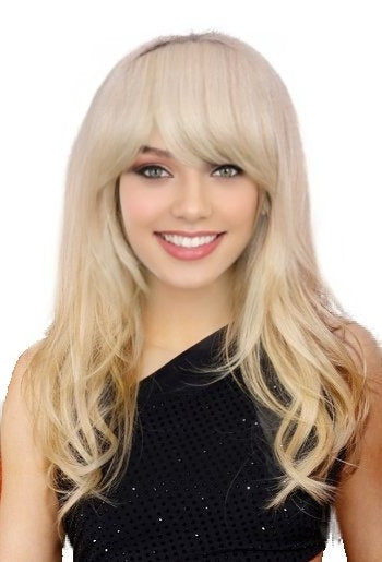 HPO Women Sabrina Carpenter-Inspired Platinum Blonde Wavy Wig for Glamorous Events, Flame-retardant Synthetic Fiber, Premium Breathable Capless Cap
