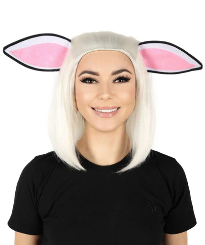 HPO Unisex White Long Lamb Wig and Costume | Suitable for Halloween | Flame-retardant Synthetic Fabric