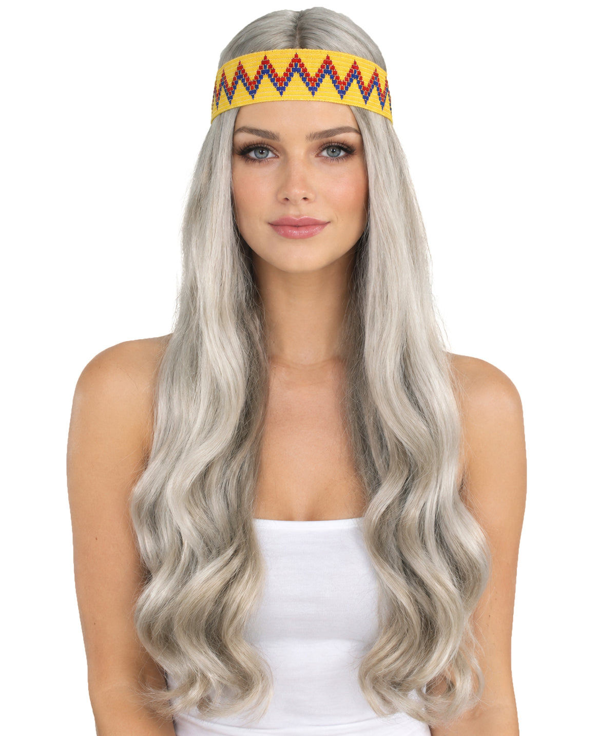 HPO Adult Female WIG Hippie Long with Headband – Boho Multiple Wigs Premium Breathable Capless Cap with Flame Retardant Synthetic Fiber Hair