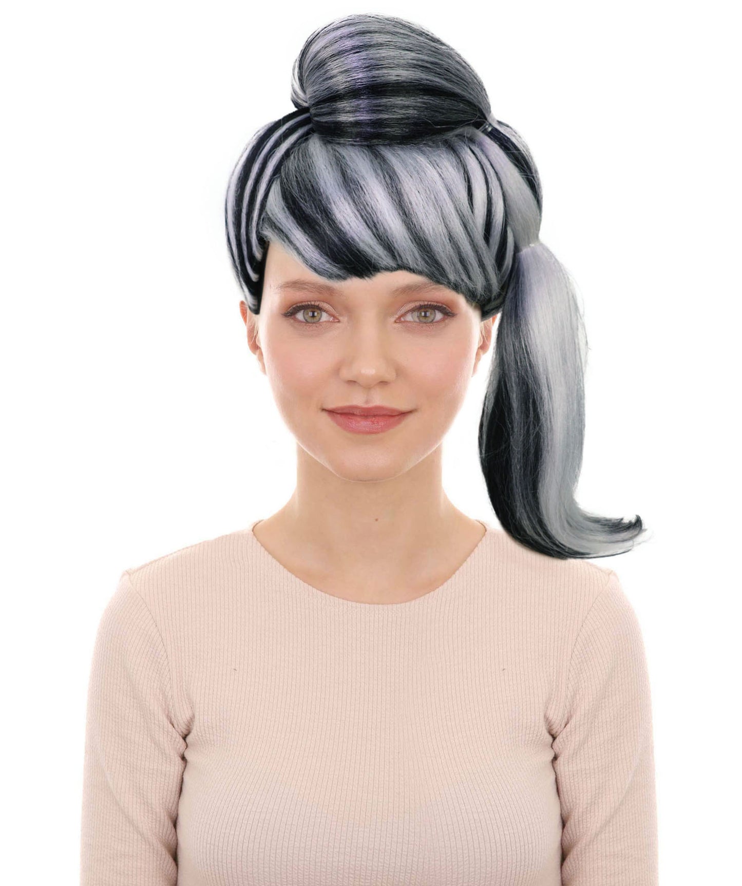 HPO Women's Multiple Wig Highlighted High Ponytail Wig with Curled Ends | Halloween Wig | Flame-retardant Synthetic Fiber