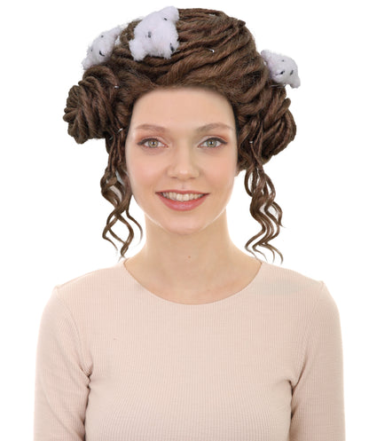 HPO Adult Women’s Faux Locs Brown Wig with Cute Plush Hair Clips | Synthetic Dreadlock Style Wig | Ideal for Fashion, and Party Wear