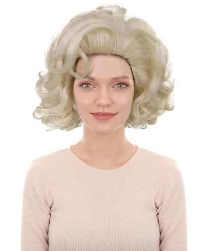 HPO Women’s 80 ’s Material Girl Wig Queen of Pop Short Blonde Curly Wig | Halloween and Cosplay Wig | Flame-retardant Synthetic Fiber
