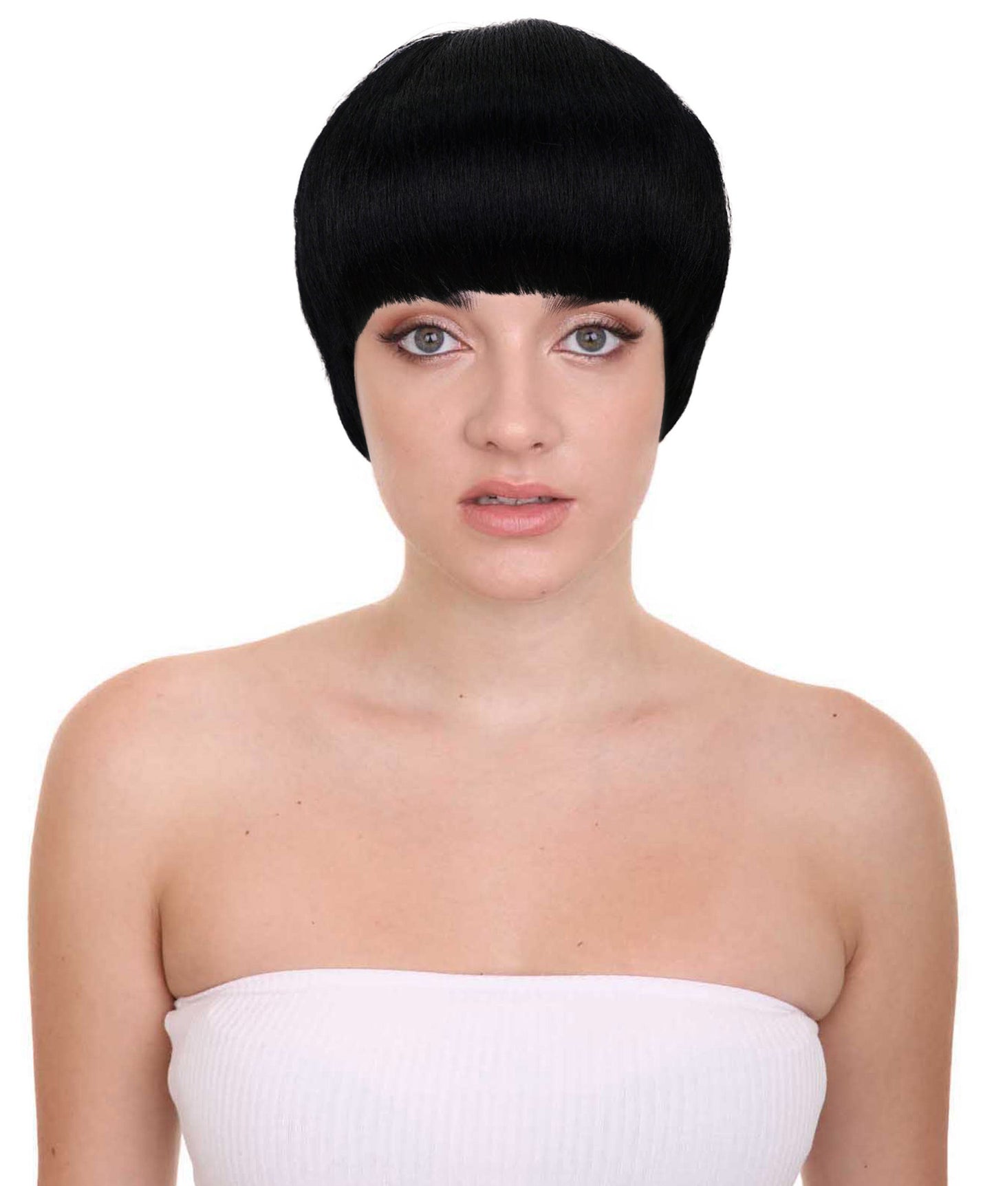 HPO Adult Women’s Sculpted Pixie Cut Wig with Defined Sideburns | Halloween Wig | Flame-Retardant Synthetic Fiber | Capless Adjustable Design for Breathable Fit