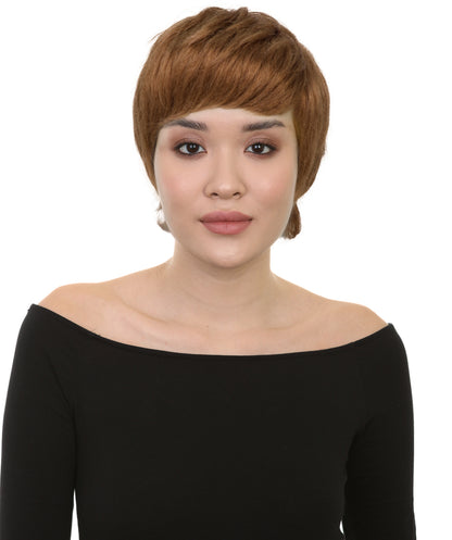 HPO Adult Women’s Chic Honey Blonde Pixie Cut Wig | Sleek Short Layered Style | Ideal for Halloween | Breathable Capless Cap