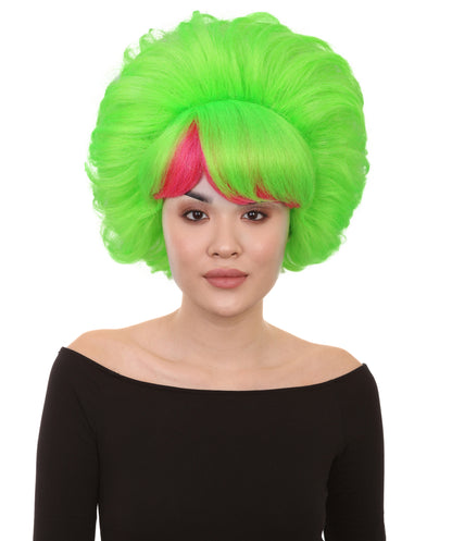 80’s Pop Neon and Pink Wig for Women | Short Flip Rave Punk Hair | Retro Halloween Party Accessory