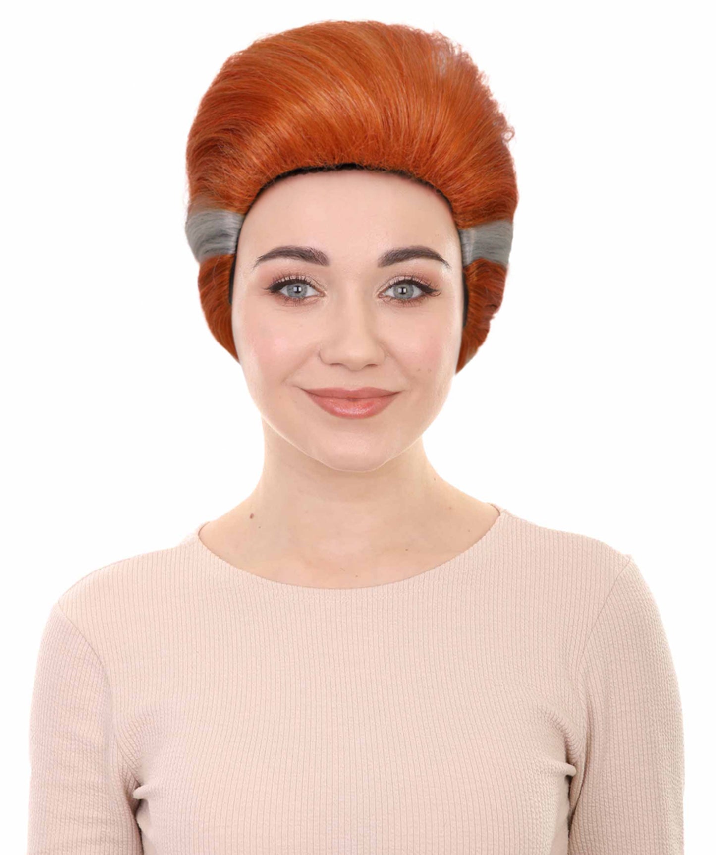 HPO Adult Women’s Animated Character Inspired Short Elegant Auburn Updo Wig | Ideal for Halloween | Breathable Cap