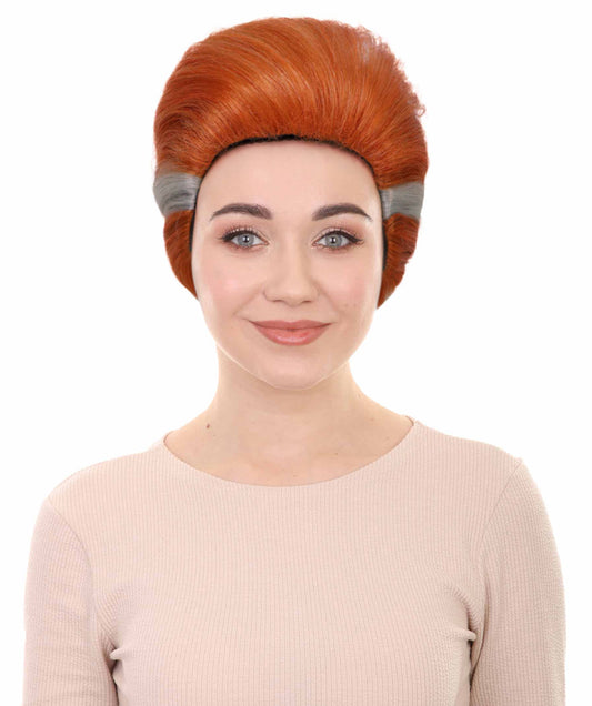 HPO Adult Women’s Animated Character Inspired Short Elegant Auburn Updo Wig | Ideal for Halloween | Breathable Cap