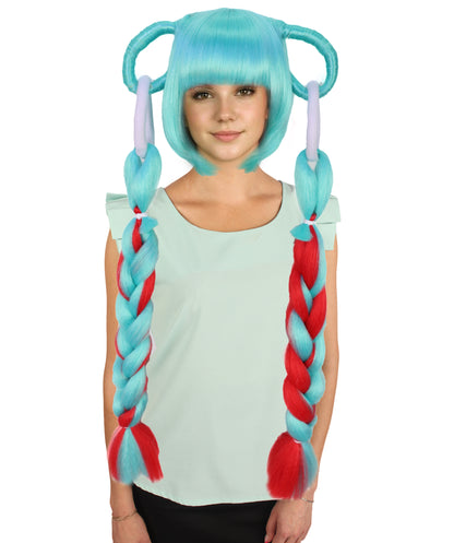 HPO Women Dramatic Two-Tone Roleplay Multicolor Wig | Flame-resistant Synthetic Fiber with Capless Cap| Ideal for party, Halloween, cosplay, theater, drag, performance, costume events