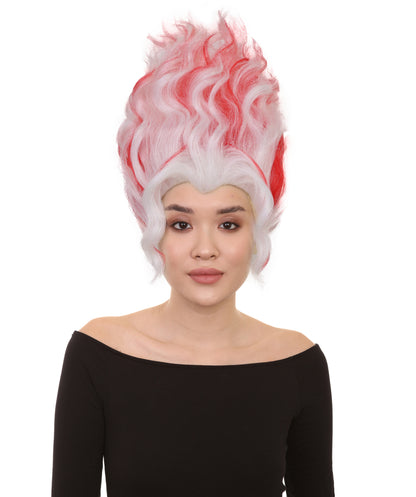 HPO Women’s Short Wavy Red & White Wig | DAN DA DAN-Inspired Hairpiece | Halloween Costume Party, Stage, Photo Shoots & Roleplay
