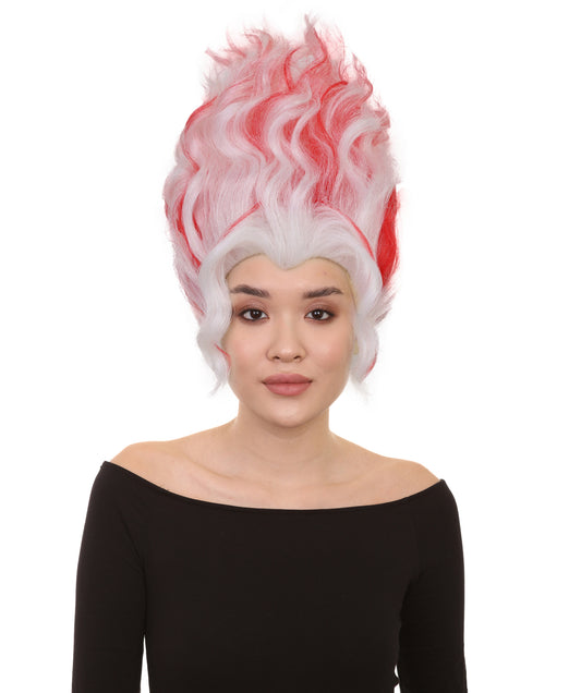 HPO Women’s Short Wavy Red & White Wig | DAN DA DAN-Inspired Hairpiece | Halloween Costume Party, Stage, Photo Shoots & Roleplay