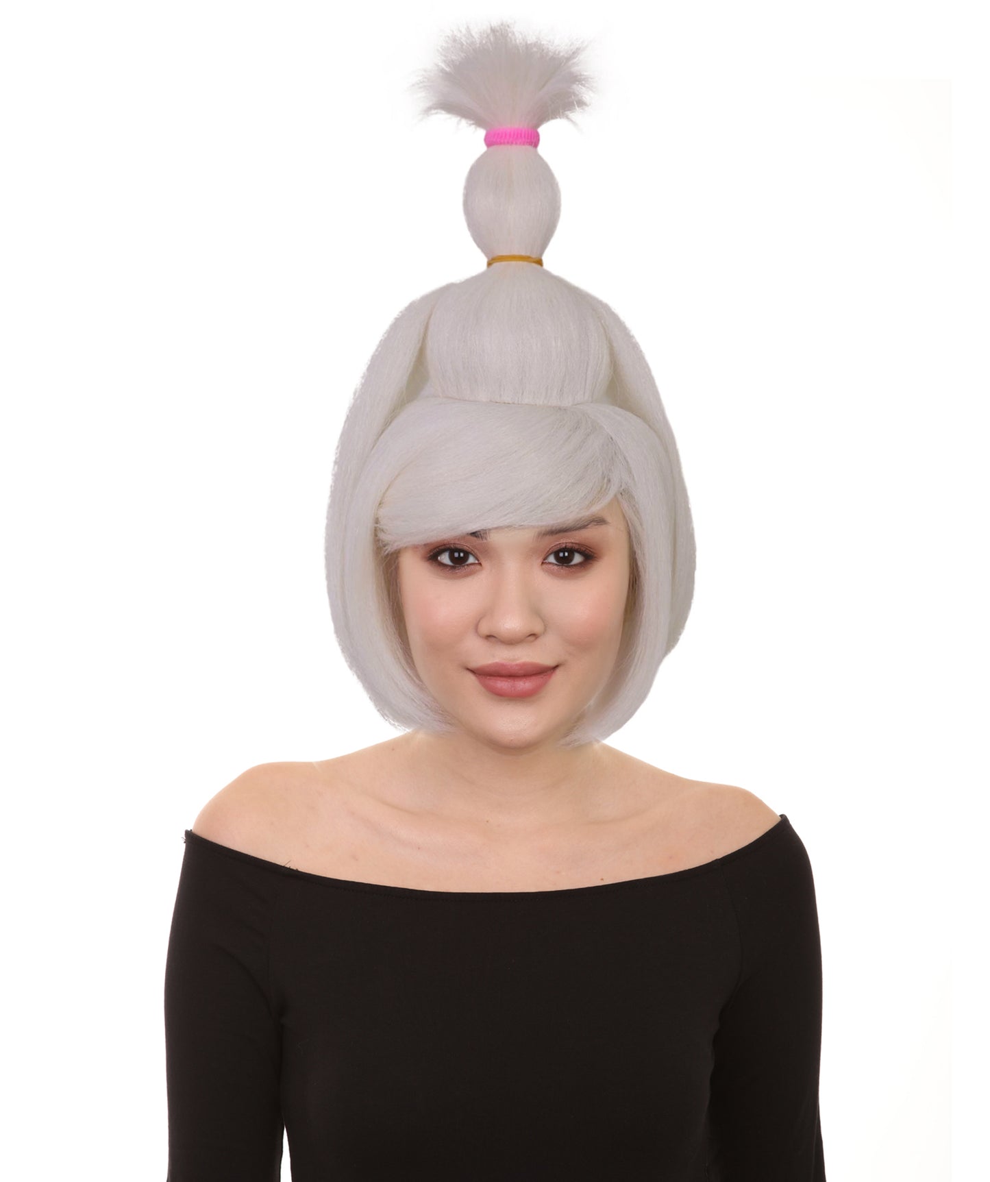 HPO Women’s Silver Grey Wig with Bangs | DAN DA DAN-Inspired Hairpiece | Halloween, Stage Performance& Party