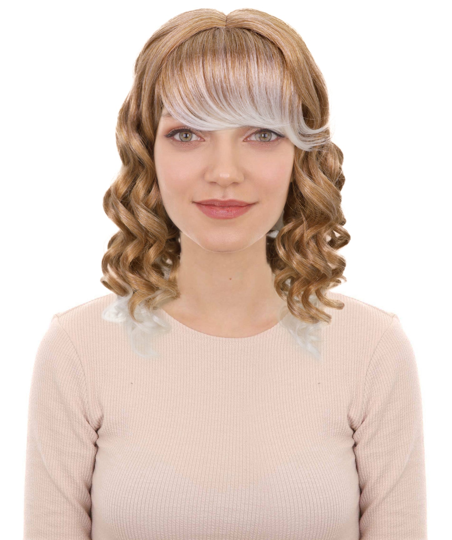 HPO Women’s Long Curly Blonde Highlight Wig | Carnival-Inspired Hairpiece | Halloween, Stage & Party