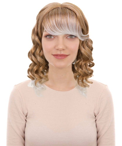 HPO Women’s Long Curly Blonde Highlight Wig | Carnival-Inspired Hairpiece | Halloween, Stage & Party