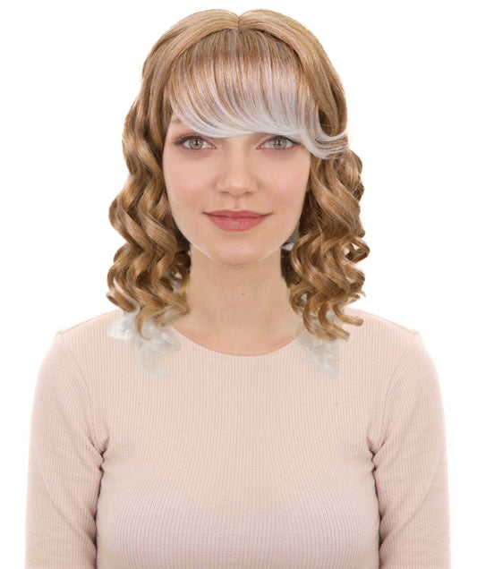 HPO Women’s Long Curly Blonde Highlight Wig | Carnival-Inspired Hairpiece | Halloween, Stage & Party