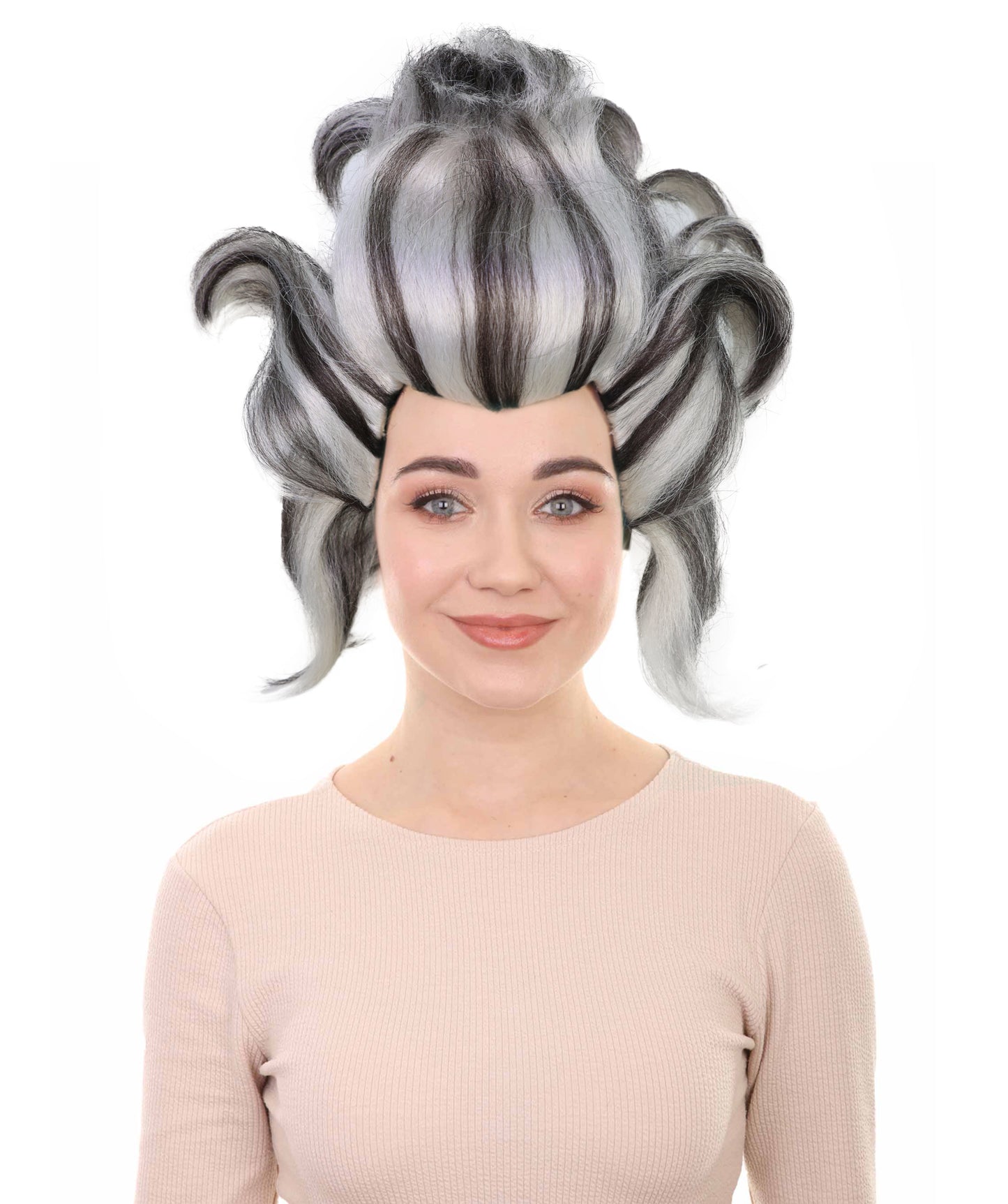 HPO Women’s Wicked Sea Witch Wig | Deluxe Long Curly Black & Grey Hairpiece | Halloween, Costume Party, Stage & Photo Shoot