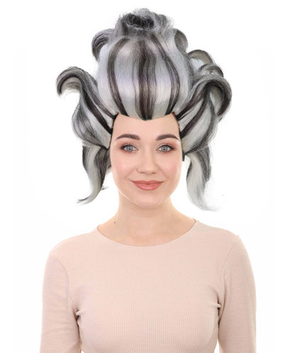 HPO Women’s Wicked Sea Witch Wig | Deluxe Long Curly Black & Grey Hairpiece | Halloween, Costume Party, Stage & Photo Shoot