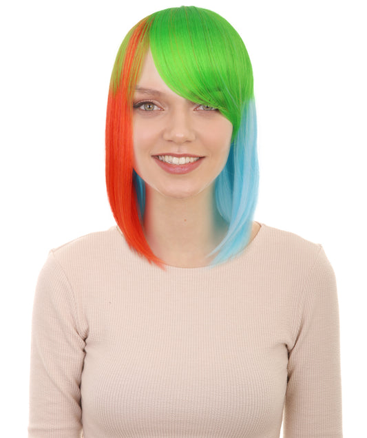 Women’s Shoulder Length multicolor Gaming Wig Bob Cut | Ideal for Halloween | Breathable Capless Cap