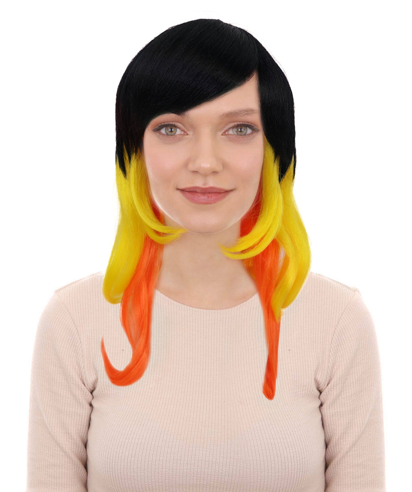 Women’s Multicolor Wig | Long Wavy Halloween & Carnival Costume Hair | Ideal for Halloween | Breathable Capless Cap