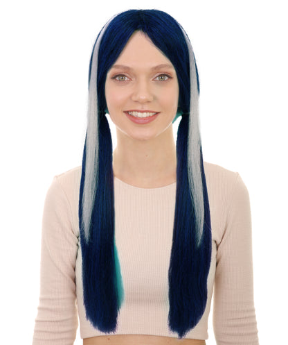Women’s Long Straight Multiple Color Twin Tail Anime Wig | Game Character Hair | Ideal for Halloween | Breathable Capless Cap