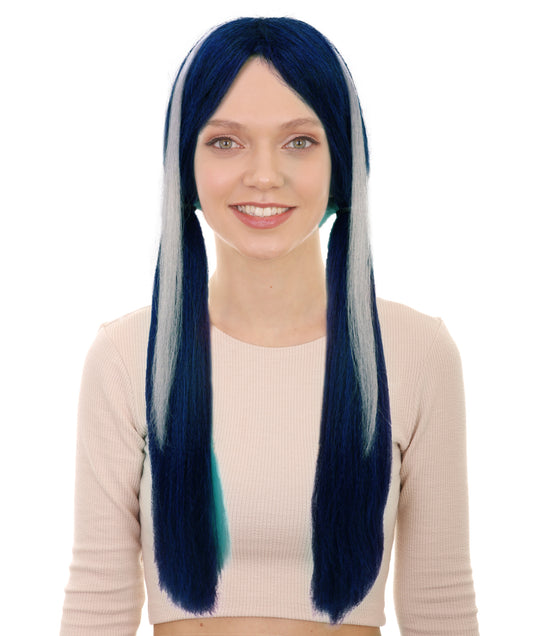 Women’s Long Straight Multiple Color Twin Tail Anime Wig | Game Character Hair | Ideal for Halloween | Breathable Capless Cap