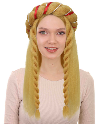 Women’s Long Blonde Braided Headband Wig | Medieval Princess, Fantasy Maid, Renaissance Hairpiece | Breathable Capless Cap
