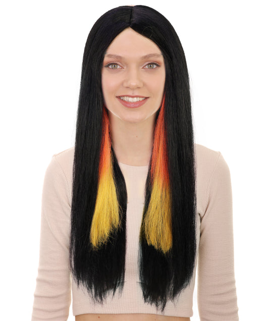 HPO Unisex Multiple Color Long Straight Wig | Bold Halloween Costume Hair | Breathable Capless Cap