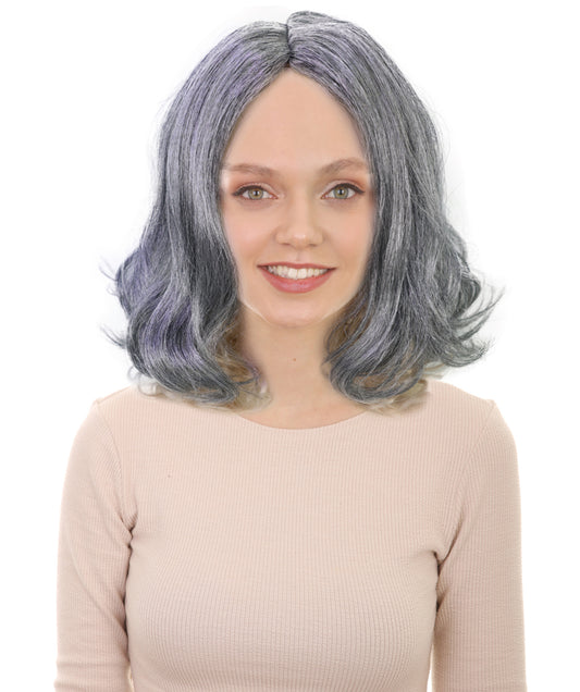 HPO Women’s Zombie Queen Creature Black & White Mixed Wig | Long Distressed Hairpiece with Dark Horror Style | Wigs for Halloween, Cosplay, Parties & Stage