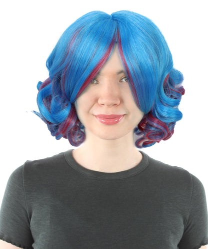 Women's Short Curly Multicolor Wig – Vibrant Synthetic Fiber for Festivals, Anime Conventions, and Halloween Parties Breatheble Capless Cap