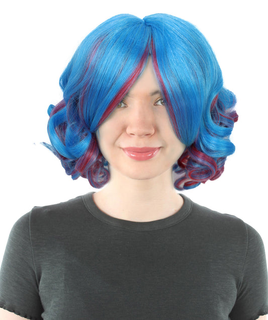Women's Short Curly Multicolor Wig – Vibrant Synthetic Fiber for Festivals, Anime Conventions, and Halloween Parties Breatheble Capless Cap