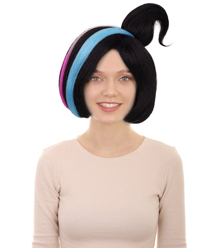 HPO Women’s Lucky Multicolor Wig, Synthetic Fiber Party Hairpiece with Breathable Cap
