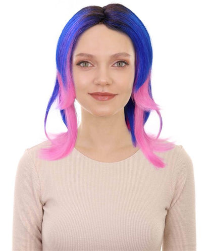 HPO Women's Split-Dye Synthetic Wig – Two-Tone Color Hairpiece for Parties Festivals and Themed Events