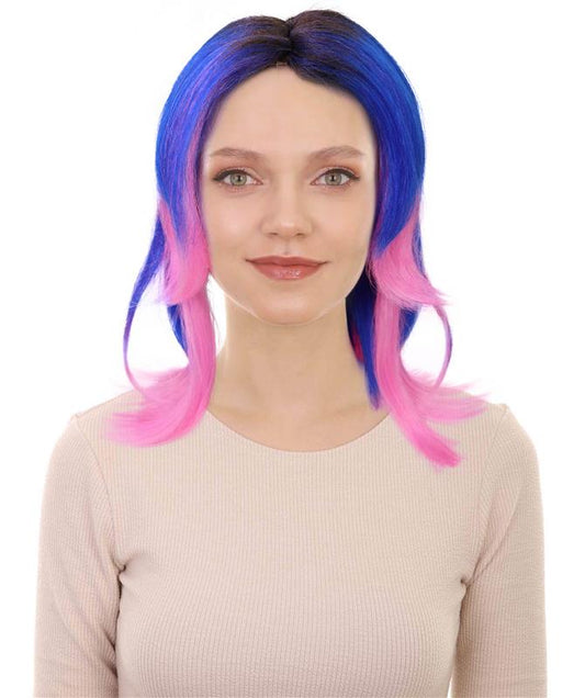 HPO Women's Split-Dye Synthetic Wig – Two-Tone Color Hairpiece for Parties Festivals and Themed Events