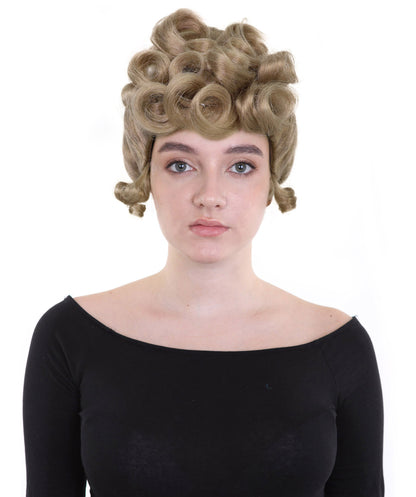 HPO Women’s Vintage Edwardian Updo Dark Blonde Wig | Classic Early 20th Century Hairstyle | Synthetic Fibers with Adjustable Cap for Cosplay & Stage