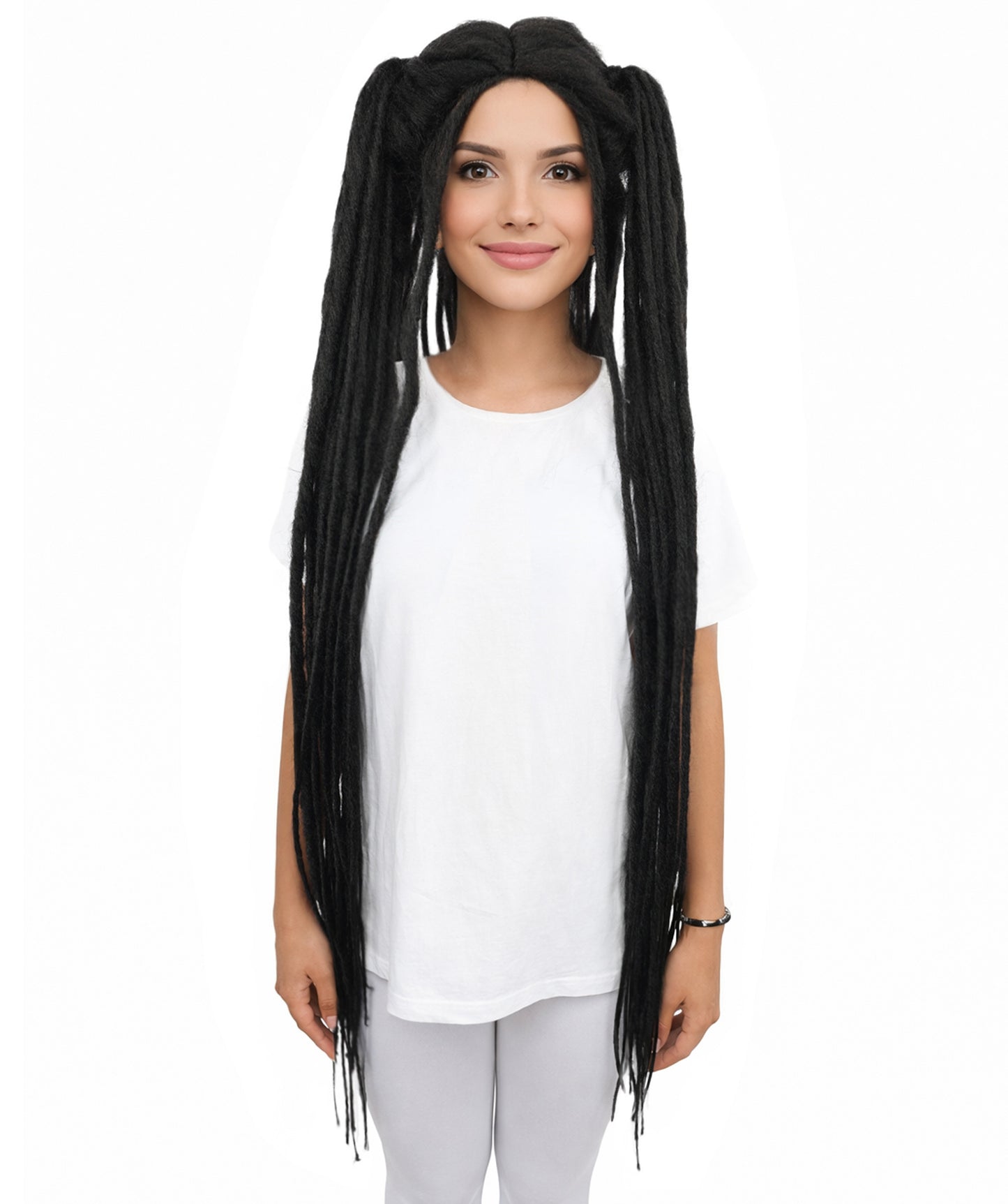 HPO Adult Women's 41" Extra Long Dreadlock Lace Wig | Synthetic Flame-Retardant Fiber | Adjustable Cap for Halloween, Cosplay & Festivals