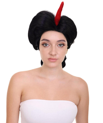 HPO Women's Side Character Demon-Inspired Wig | Short Spiky Black & Red Wig | Hairpiece for Halloween Cosplay Parties & Stage Roleplay