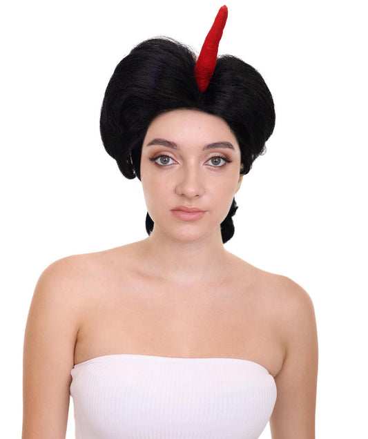 HPO Women's Side Character Demon-Inspired Wig | Short Spiky Black & Red Wig | Hairpiece for Halloween Cosplay Parties & Stage Roleplay