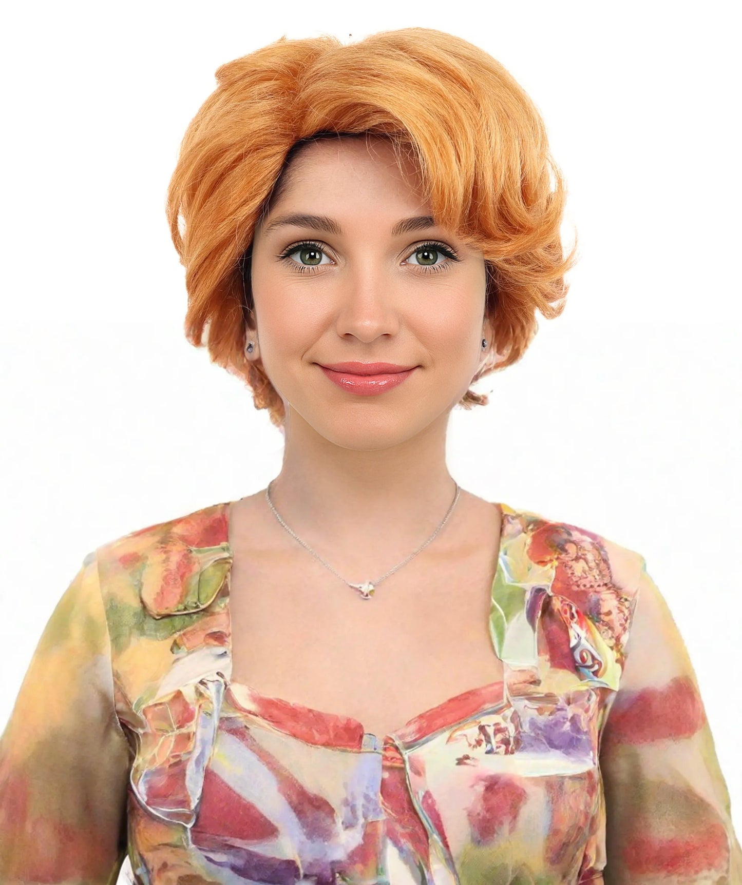 HPO Women's Curly Ginger-Inspired Wig | Voluminous Orange Afro Curly Hairstyle | Synthetic Hairpiece for Cosplay, Halloween, Parties, Stage & Roleplay